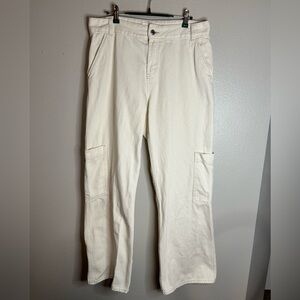 H&M Wide Leg Cream Cargo Pants Size 10